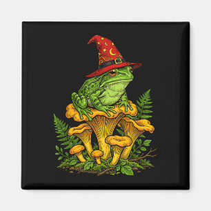 Aimant Grenouille sorcière assise sur des champignons hal