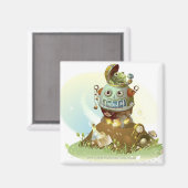 Aimant Grenouille sortant d'un OVNI (Recto/Verso)