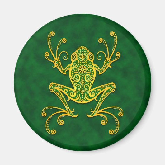 Aimant Grenouille verte dorée complexe (Devant)