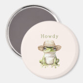 Aimant Grenouille verte rose avec chapeau (Recto/Verso)