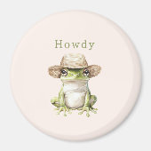 Aimant Grenouille verte rose avec chapeau (Devant)