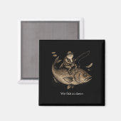 Aimant Grenouille vintage chevauchant un poisson géant pê (Recto/Verso)