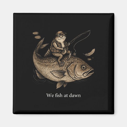 Aimant Grenouille vintage chevauchant un poisson géant pê (Devant)