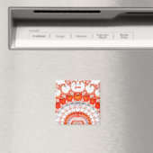 Aimant GRETA ~ Motif Abstrait ~ Rouge Orange Blanc~ (In Situ (Lave-vaisselle))