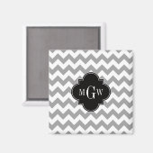 Aimant Grey What Chevron Black Quatrefoil 3 Monogramme (Recto/Verso)