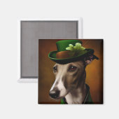 Aimant Greyhound Dog en tenue de la Saint Patrick (Recto/Verso)