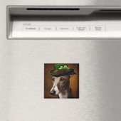Aimant Greyhound Dog en tenue de la Saint Patrick (In Situ (Lave-vaisselle))