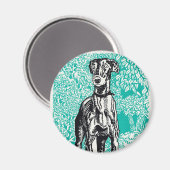 Aimant Greyhound Moriz Jung peinture peinture art animal (Recto/Verso)