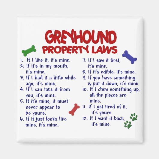 Aimant GREYHOUND Propriété Lois 2 (Devant)