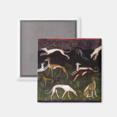 Aimant Greyhounds médiéval dans les bois profonds (Recto/Verso)