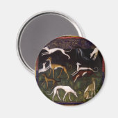 Aimant Greyhounds médiéval dans les bois profonds (Recto/Verso)