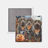 Aimant Griffon à poil dur Halloween effrayant (Recto/Verso)