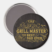 Aimant Grill Master et meilleur papa jamais Fête des père (Recto/Verso)