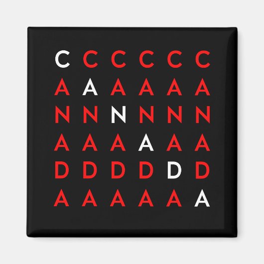 Aimant Grille de mots croisés du Canada Couleur foncée (Devant)