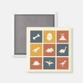 Aimant Grille d'icônes de dinosaures modernes (Recto/Verso)