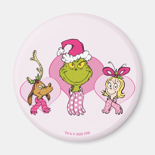 Aimant Grinch Crew in Pink Valentine's Portrait (Devant)