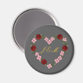 Aimant gris avec couronne de fleurs (Recto/Verso)
