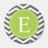 Aimant Gris blanc Chevron vert Monogramme (Devant)
