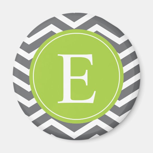 Aimant Gris blanc Chevron vert Monogramme (Devant)