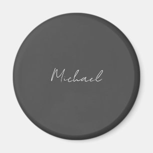 Aimant Gris blanc manuscrit minimaliste Votre nom