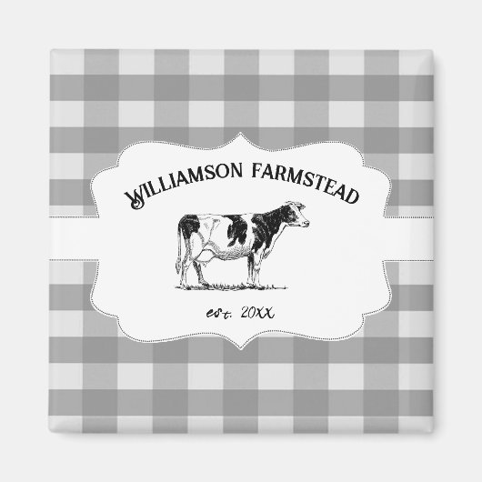Aimant Gris Buffalo Plaid Agro Vache Magnat (Devant)