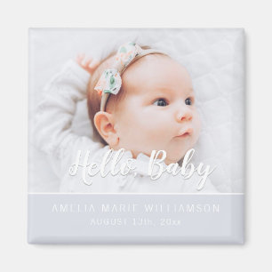 Aimant Gris doux simple contemporain Bonjour Bébé