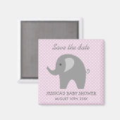Aimant Gris éléphant Enregistrer la date baby shower aima (Recto/Verso)
