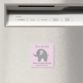 Aimant Gris éléphant Enregistrer la date baby shower aima (In Situ (Lave-vaisselle))