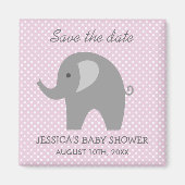 Aimant Gris éléphant Enregistrer la date baby shower aima (Devant)