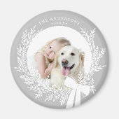 Aimant Gris et blanc argenté Simple Feu de Noël Photo (Devant)