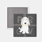 Aimant Gris et Blanc PBGV (Recto/Verso)