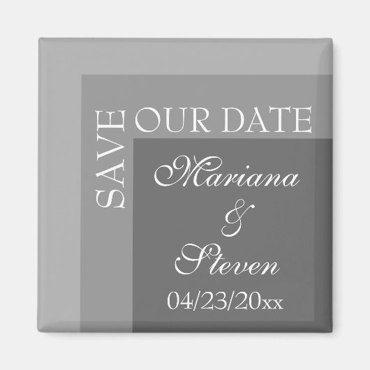 Aimant Gris Simple moderne Mariage de script chic (Devant)