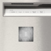Aimant Gris Vintage Damas Monogramme magnétique (In Situ (Lave-vaisselle))