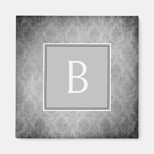 Aimant Gris Vintage Damas Monogramme magnétique (Devant)