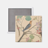 Aimant Grive au sol et papillon sur une branche d'orchidé (Recto/Verso)
