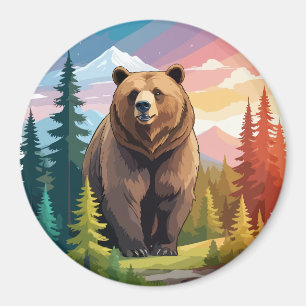 Aimant Grizzly Oear Vector Art Animal Majestic Nature