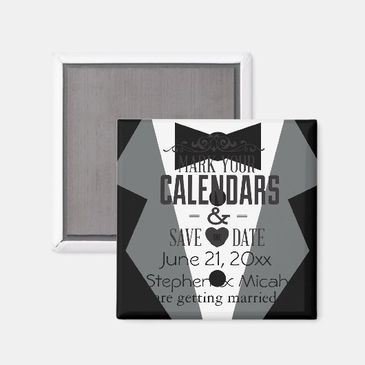 Aimant Groom Black Cravate Tuxedo Enregistrer la date (Recto/Verso)