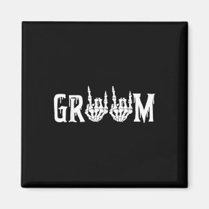 Aimant Groom Skeleton Rock main Halloween Mariage Bachelo