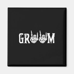 Aimant Groom Skeleton Rock main Halloween Mariage Bachelo