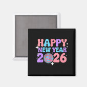 Aimant Groovy Cute Happy New Year 2026 Disco Ball  (Recto/Verso)