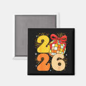 Aimant Groovy Happy New Year 2026 New Years Eve Party Men (Recto/Verso)