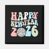 Aimant Groovy Happy New Year 2026 Party Cute New Years Ev (Devant)