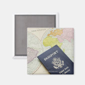 Aimant Gros plan du passeport sur la carte (Recto/Verso)