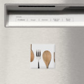 Aimant Gros plan d'une fourchette avec une cuillère en bo (In Situ (Lave-vaisselle))