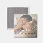 Aimant Gros plan Photo Mariage Enregistrer la date Carré (Recto/Verso)
