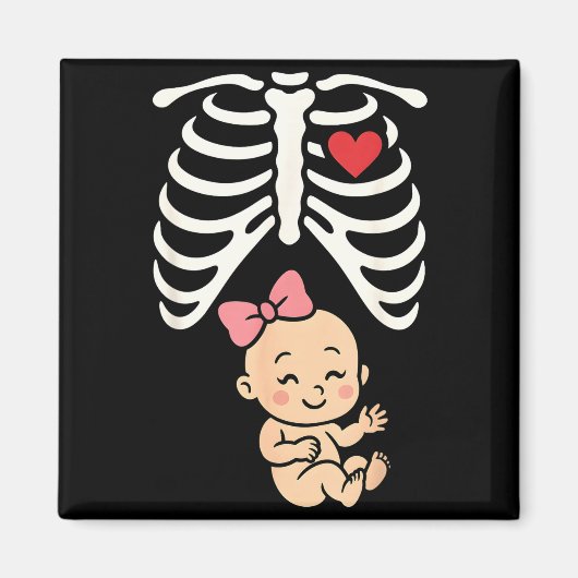 Aimant Grossesse Bébé Fille Cage Thoracique Maman Bébé Mi (Devant)