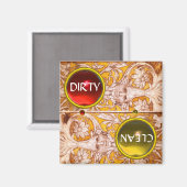 AIMANT GROTESQUE FACE OR BLANC FLEURS DIRTY PROPRE (Recto/Verso)