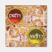 AIMANT GROTESQUE FACE OR BLANC FLEURS DIRTY PROPRE (Devant)