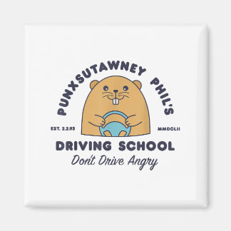 Aimant Groundhog Driving School Funny Men Women Retro Rod