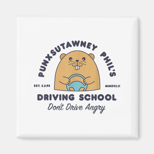 Aimant Groundhog Driving School Funny Men Women Retro Rod (Devant)
